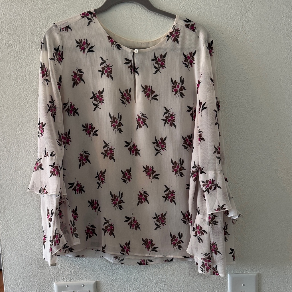 Ann Taylor Cream Floral Blouse